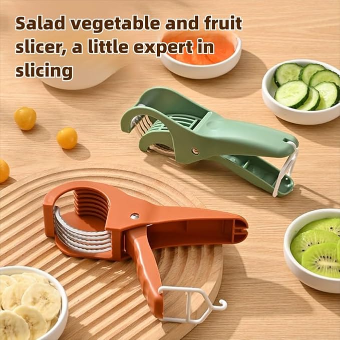 Multi-Functional Banana Slicer Cutter - All-in-One Kitchen Gadget for Fruits & Vegetables, Perfect as Grape Cutter & Strawberry Slicer, Safe for Kids & Dishwasher Safe (Orange)