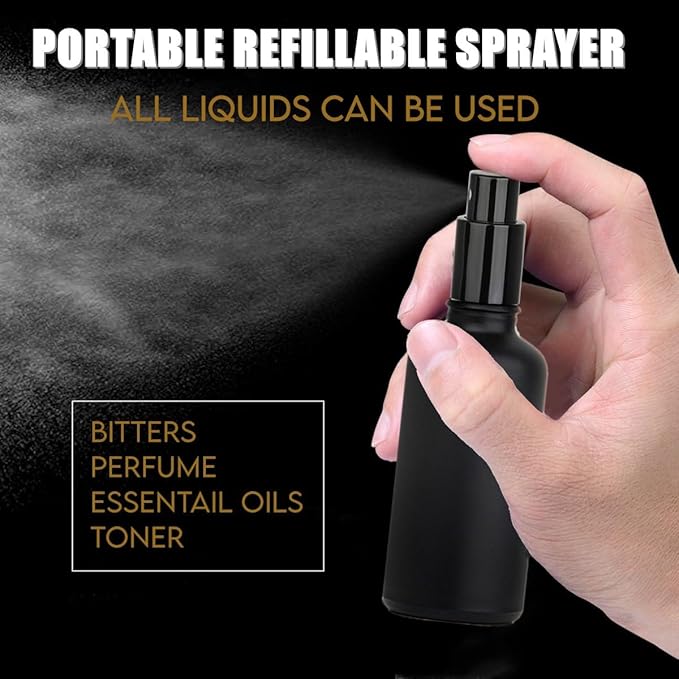 Shining Craft Cocktail Atomizer Sprayer - 1.7OZ / 50ml, Cocktail mister Vermouth Spritzer Bitters Spray Bottle for Cocktails Portable Perfume Refillable Sprayer, SC008 (Black)