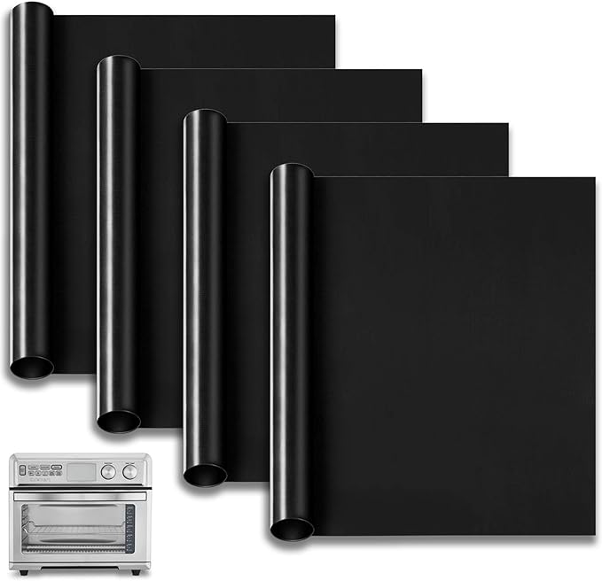 14.2"×11.4" Oven Liners for Bottom of Oven, Reusable Non-Stick Heat Resistant Toaster Liners Mat Accessories for Cuisinart TOA-95 Ninja Breville Emeril Lagasse Air Fryer Toaster Oven, 4 Pack