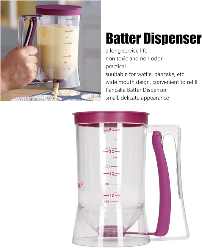 Pancake Batter Dispenser, Batter Dispenser with Squeeze Handle for Pancakes, Waffles, Muffins, And Crepes Baking Tools 900ml