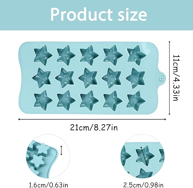 Star-Shaped Silicone Molds, 2-Pack, 15 Cavities Each, Blue