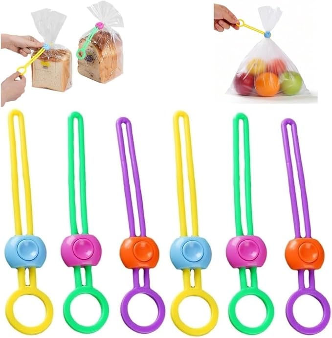 6/12pcs Chip Clips Bag Clips Food Clips, Food Bag Sealing Clips for Snack and Storage Organization, Adjustable Silicone Straps for Kitchen Gadgets Use (6 pcs)