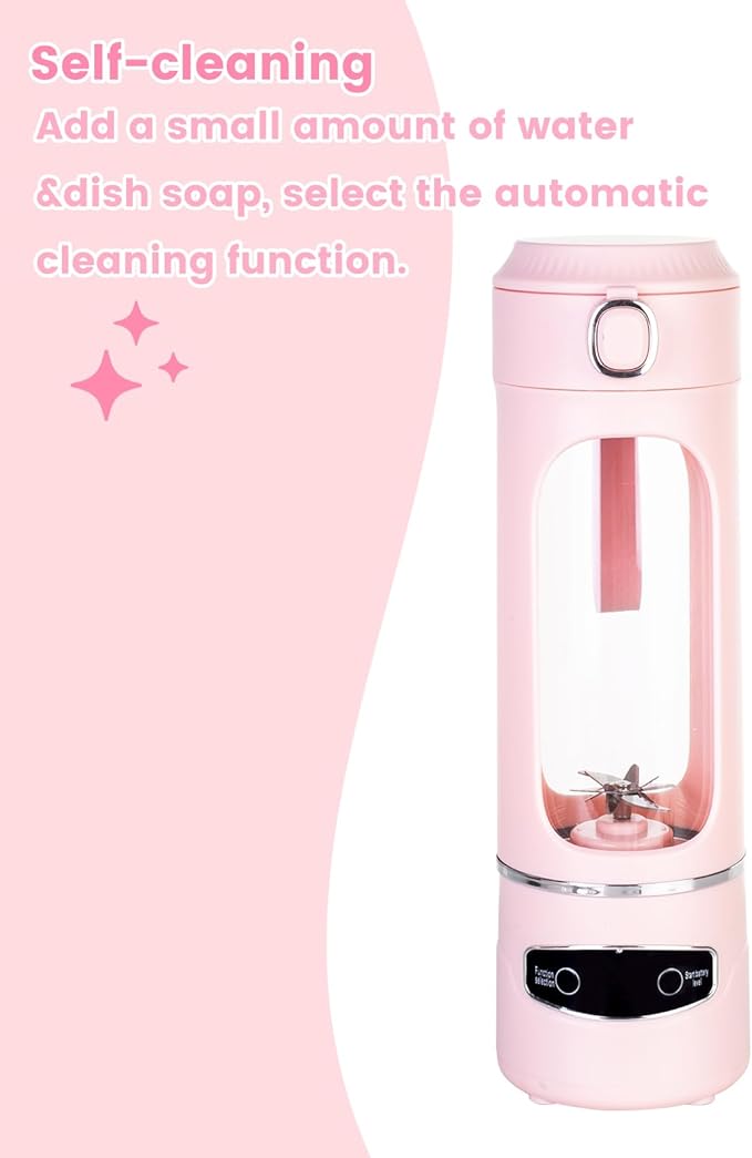 Personal Portable Blender - Smoothies & Shakes - 20Oz/600ml Large Capacity High Power Cordless Blender (Pink)