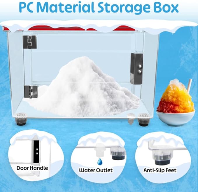 Ice Crusher Machine - Snow Cone Machine with Dual Stainless-Steel Blades - 440lbs/hour 250W Shaved Ice Machine with 39L Capacity - Slushy Machine for Home, Bar or Restaurant by Great Northern Popcorn