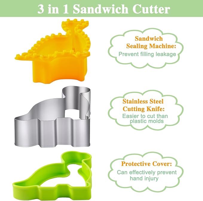 Sandwich Cutter for Kids 48 Pcs, Kimfead Cookie Cutters, Fruit Vegetable Cutter Shapes, Food Picks for Bento Box, Mouse Dinosaur Star Square Heart Shape