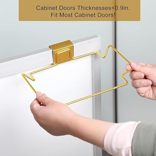 2 Pcs Large Stainless Steel Trash Bag Holder for Kitchen Cabinets Doors and Cupboards, Under Sink, Garbage, Kitchen Waste Can, Trash Cans, Gold