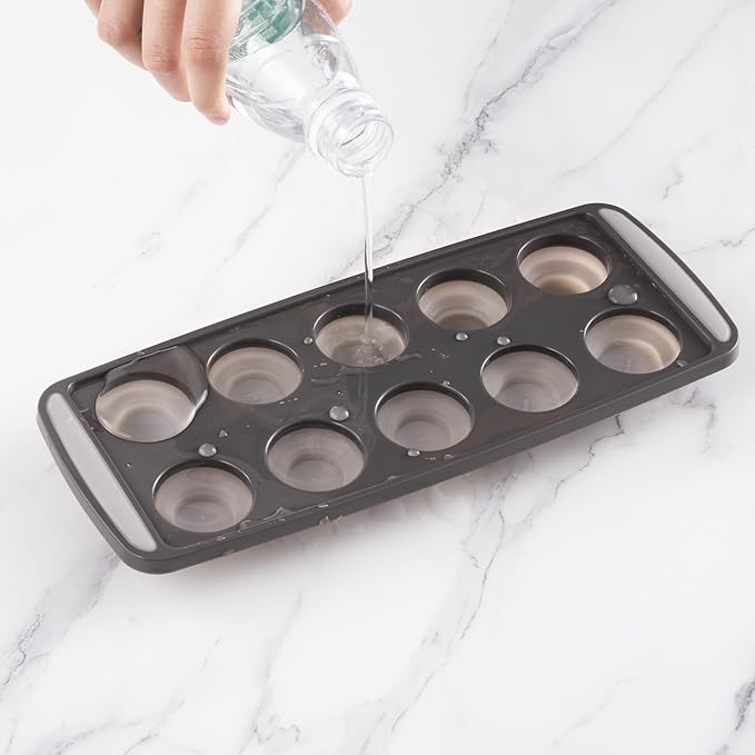 Round Ice Cube Trays for Freezer, 4PK Silicone Ice Cube Trays - BPA Free, Easy Release 10 Small Ice Ball Maker Mold for Drinks, Whiskey, Cocktail