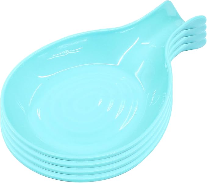 Teal Plastic Spoon Rest Set, Serving Spoon holder for Stove Top, Kitchen Utensil Rack for Tongs, Spatulas(4Pcs)