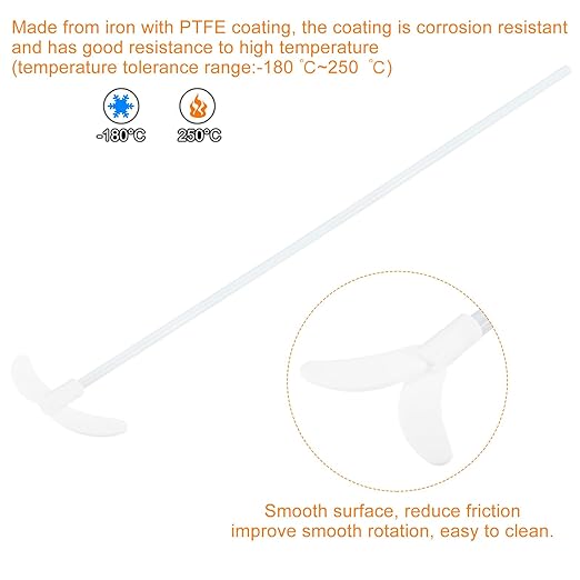 MECCANIXITY PTFE Electric Stirring Rod 600x120mm Length Overhead Stirrer Mixer Shaft with Foldable Paddle for Lab