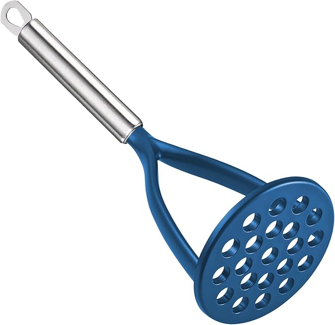 TENTA KITCHEN Good Grips Nylon Potato Solid Masher Ricer Press Blender Crusher for Non-Stick Cookware With Heat Resistant Stay Cool Stainless Steel Handle-Blue