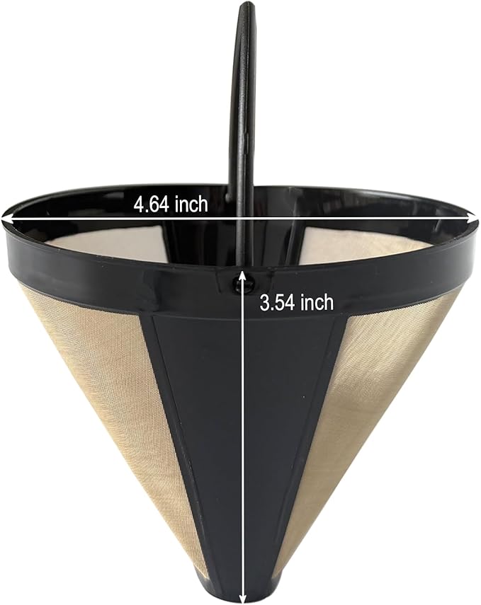 Cestlaive #4 Gold Cone Reusable Permanent Coffee Basket Filter Replacement for Cuisinart Coffee Maker (Pack of 4)