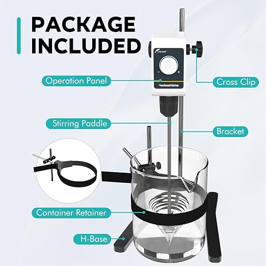 LAB FISH Overhead Stirrer(OS-5E) 10L Capacity 200-1200 RPM Knob Control Variable Speed Mixer Handles High Viscosity Liquids for Chemical/Reagents/Paints