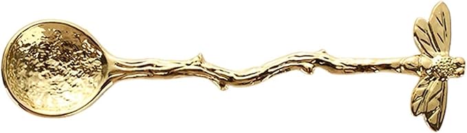 Retro Dragonfly Coffee Teaspoon - Stainless Steel Tableware Creative Sugar Spoon, Stir Bar, Dessert and Cake Spoon - Long Handle Kitchen Gadget Antique (Gold)