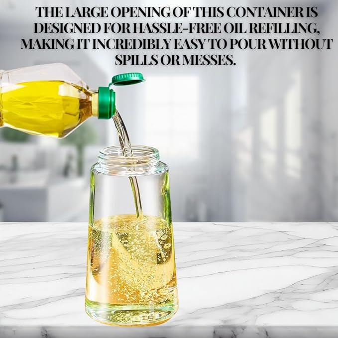 2-in-1 Oil Dispenser and Sprayer, 16oz/470ml Glass Olive Oil Sprayer for Cooking, Leakproof and Refillable Oil Mister for BBQ, Salad, and Baking (Orange)