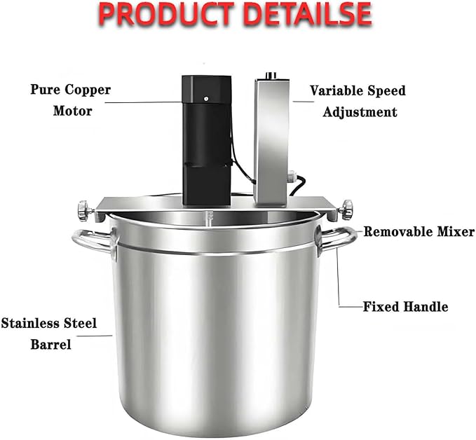 Automatic Food Mixer 15L/25L/40L/60L,Commercial Automatic Pot Stirrer,Stainless Steel Mixing Machine,Adjustable Speed Control for Making Jam, Sauce(40L)