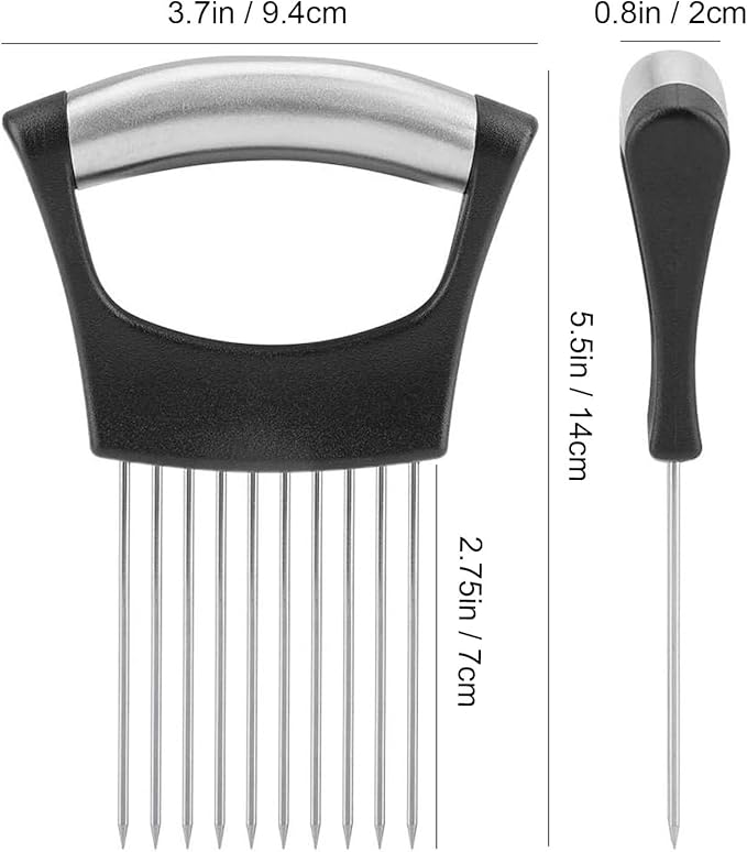 Hendiy Onion Holder for Slicing and Large Crinkle Cutter French Fry Cutter, Onion Slicer Veggie Chopper, Tomato Slicers Potato Wavy Chopper, Kitchen Food Slicer（One Onion Slicers & One Potato Cutter）