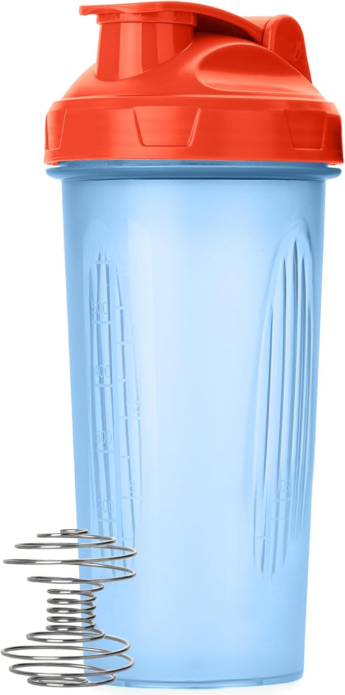 Mr. Pen- Shaker Bottles for Protein Mixes, 28 oz, 1 Pack, Blue with Orange Top, Protein Shaker Bottle with Wire Whisk Ball
