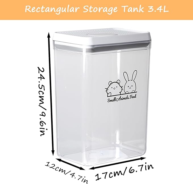 Pet Treat Storage Container,Clear Airtight Food Container One Button Opening Food Containers,with Handled Lid and Measuring Spoon Clear,for Storage Hamster Sand,Rabbit Food,Rabbit Nuggets Etc