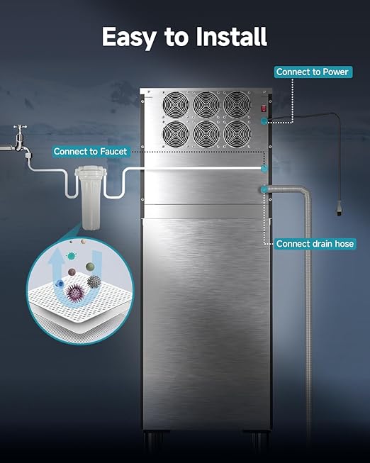 EUHOMY Commercial Ice Maker Machine,600lbs/24H,Industrial Ice Machine with 300lbs Storage Bin,Ice Ready in 10-15 Mins,SECOP Compressor&ETL,Stainless Steel Ice Maker for Bar/Cafe/Restaurant/Business