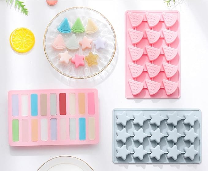 Cute Ice Cube Trays Silicone Chocolate Mold Wax Melt Molds Easy Release Ice Trays Non-Stick Chocolate Soap Pudding Jello Ice Cube Tray (Watermelon)