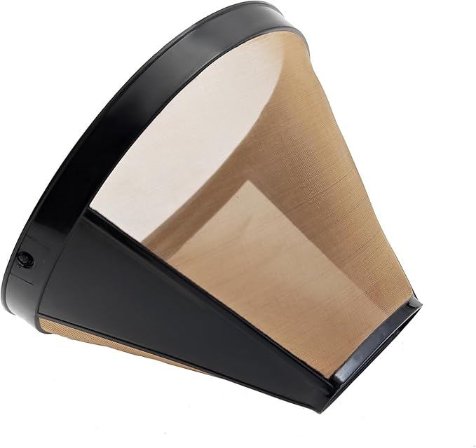Gold Coffee Filter Reusable #4 Cone Coffee Filters Basket Replacement fits Cuisinart/Ninja Coffee Makers and Brewers (2)