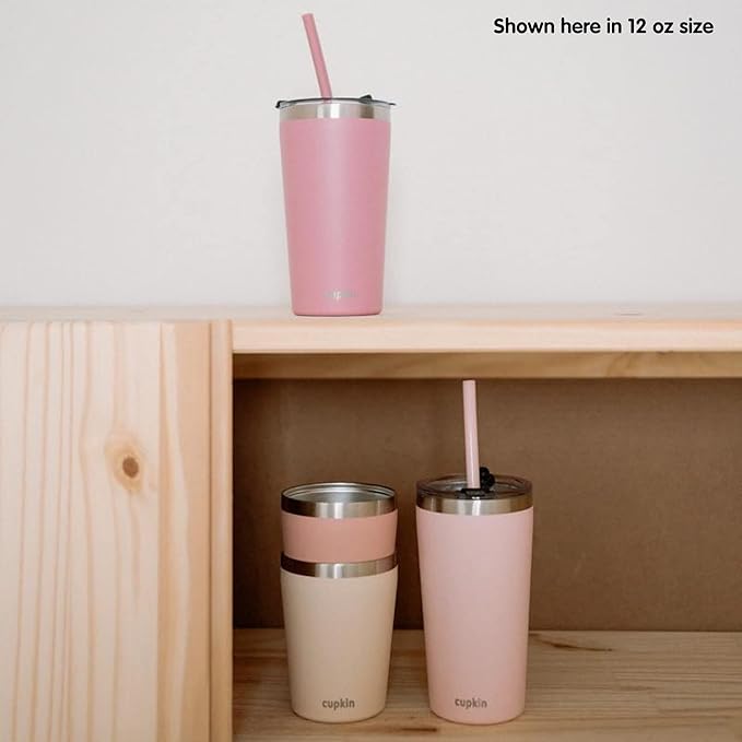 CUPKIN Kids Tumblers, The Original 8 oz Stackable Stainless Steel Kids Cup with Straws, Set of 2 Powder Coated Insulated Toddler Tumbler + BPA Free Lids + Silicone Straws (Polignac + Potpourri)