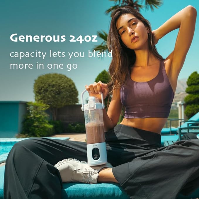 Portable Blender - Cordless 24oz. Personal Blender for Shakes and Smoothies, Licuadora, BPA Free - Ice Crush, Dishwasher safe parts, Waterproof, Triple Batteries, Juicer Cup (Pink)