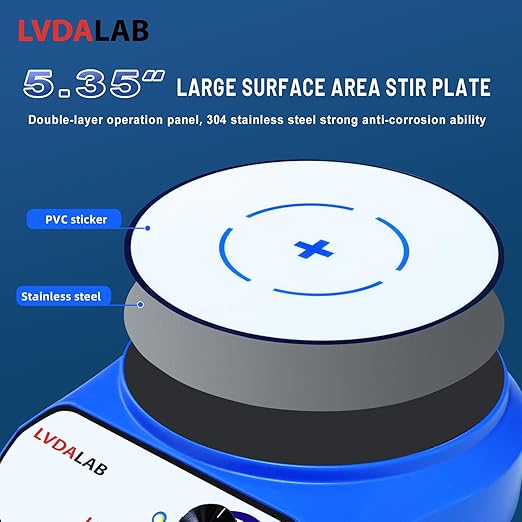 2200RPM Magnetic Stirrer with 2 Stir Bars, 5000ml Stainless Steel Magnetic Mixer, Lab Stirrers Mini Magnetic Stir Plate