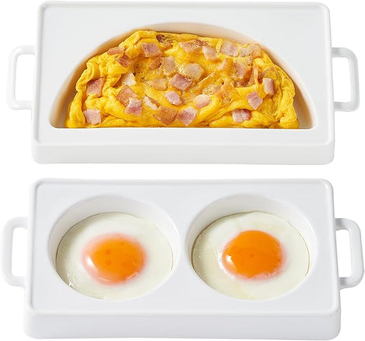 EliteVibe Ceramic Microwave Egg Cooker, Microwave Omelette Maker, BPA-Free Non-Stick Non-Toxic & Heat-Resistant Quick Cooking Egg Maker, Dishwasher Safe（2 PCS）
