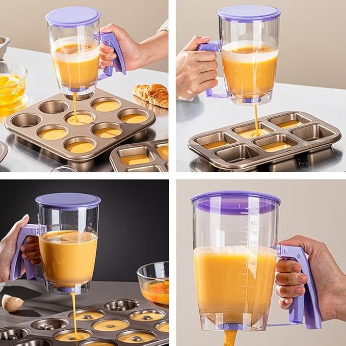 Pancake Batter Dispenser,30Oz Pancake & Waffle Mix Pourer with Squeezes Handle,Pancakes Dispenser Bottle for Pancakes, Cupcake, Waffle, Muffin Mix, Cake & Crepe Batter