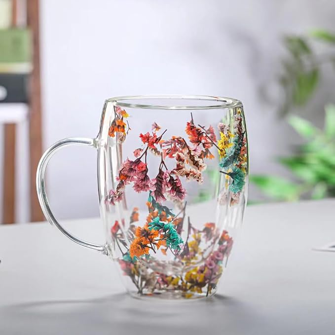 NBHUZEHUA Double Wall Glass Coffee Mugs Set of 4 Espresso Cups for Cappuccino Tea Latte Cute Mug Insulated Glasses