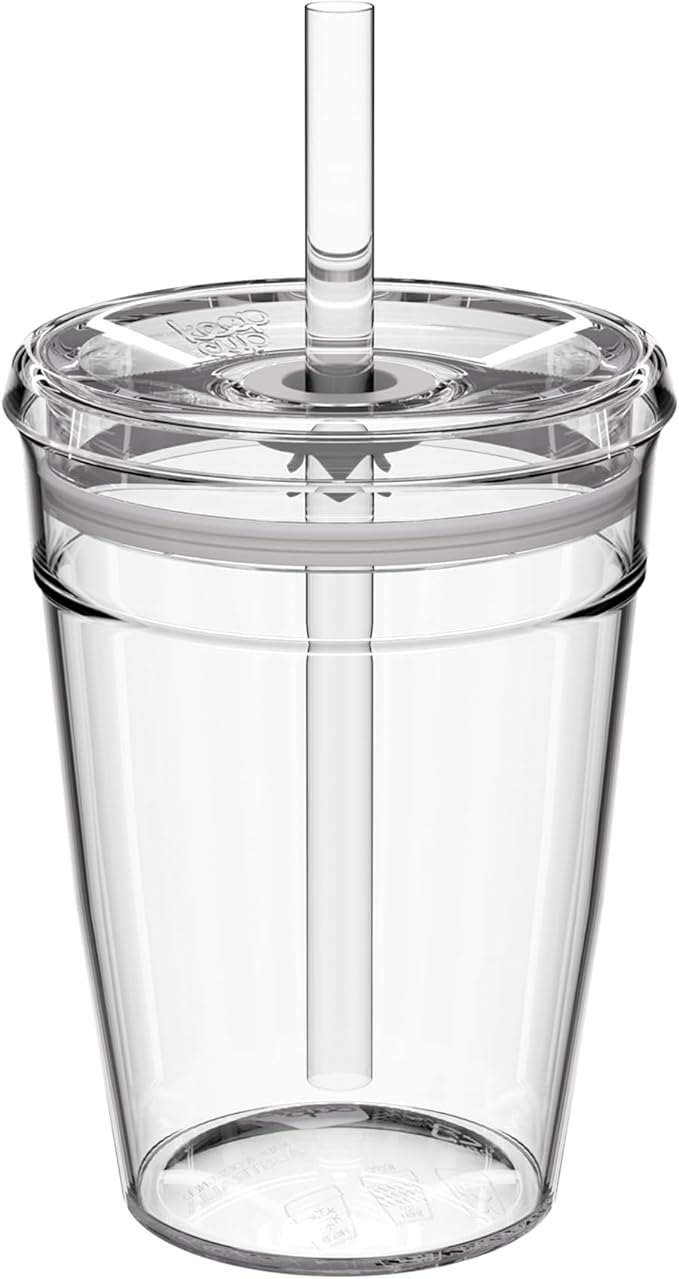 KeepCup Cold Cup - Clear Plastic, Reusable Ice Coffee Tumbler with Lid and Straw - Tall 12oz (340ml)