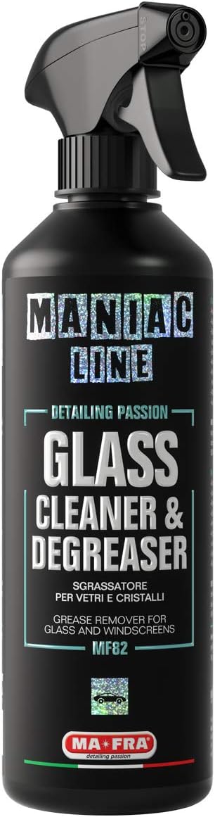 MANIAC LINE MAFRA Glass Cleaner & Degreaser | Ammonia-Free Window & Crystal Cleaner | Safe on Tinted Glass | Removes Limescale, Grease & Road Film | Streak-Free Finish | 16.9 Fluid Ounce Bottle