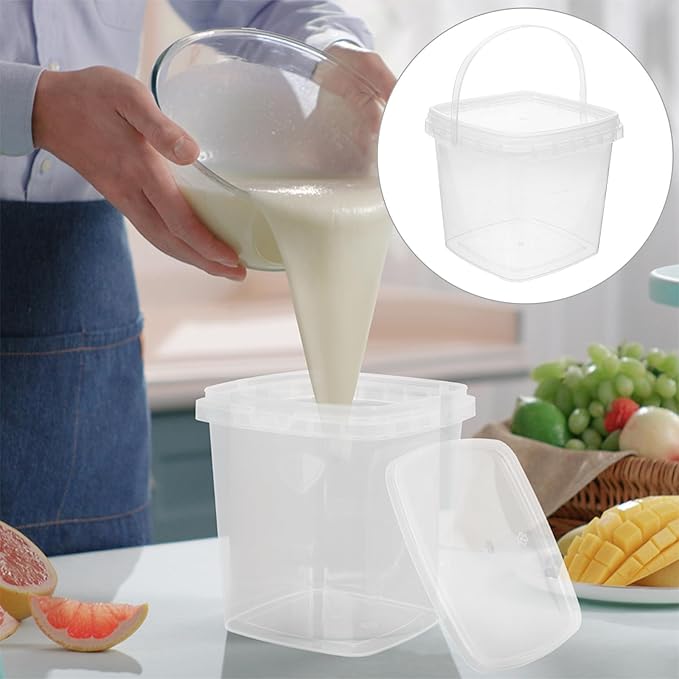 UPKOCH Thickened Square Ice Bucket with Lid 3.74 Inch Reusable Ice Cube Storage Container for Freezer Yogurt Jam and Food Storage Clear Cube Holder for Home and Kitchen