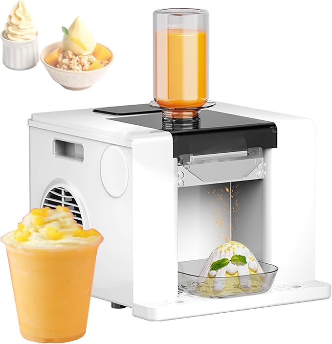 Snowflake Ice Machine - 280W Snowflake Crusher Machine 60kg/24h - Intelligent Control Snow Ice Maker Electric Ice Crusher for Bar Cocktails/Milk - Commercial/Home,White
