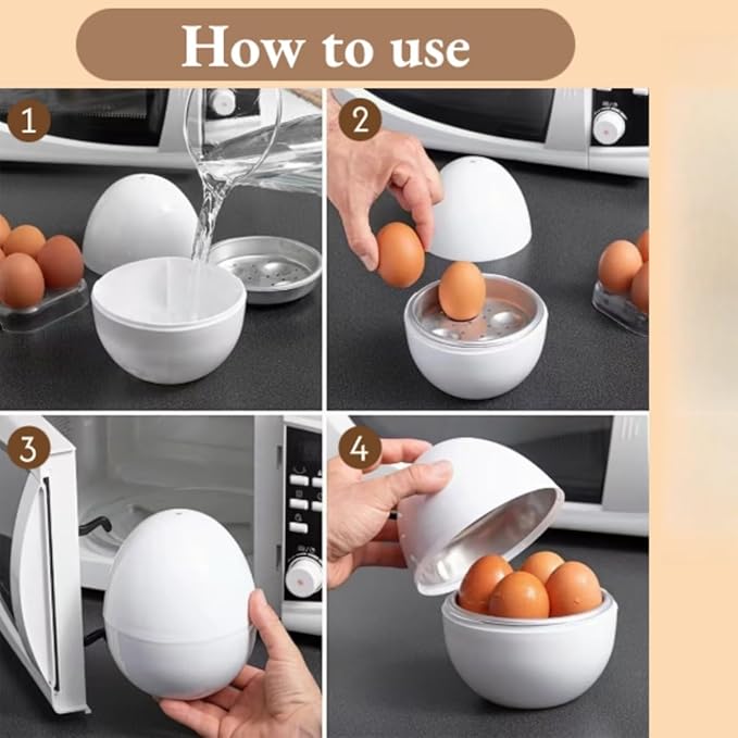 Microwave Egg Cooker for 4 Eggs,Hard Boiled Egg Cooker Compact Microwave Safe Egg Boiler for Hard Soft or Poached Eggs Space Saving Design