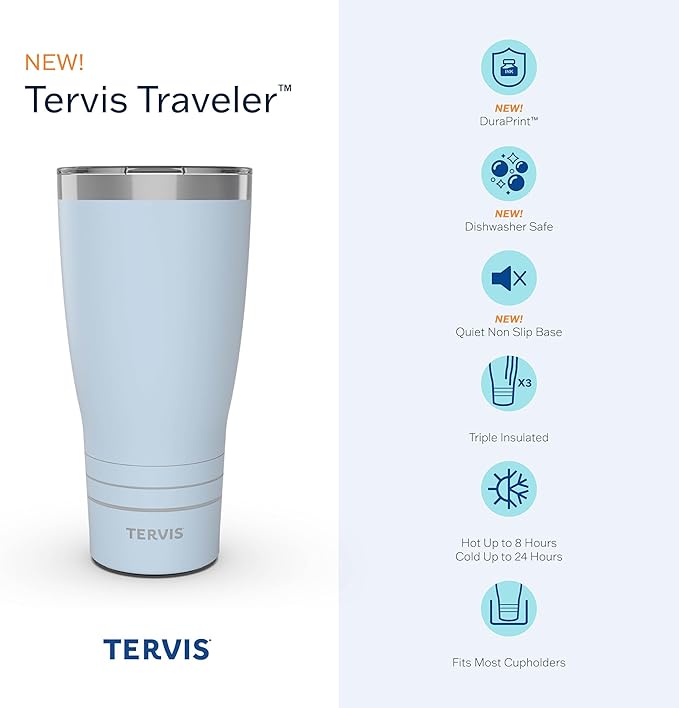Tervis Traveler Sakura Japanese Cherry Blossom Triple Insulated Tumbler Travel Cup Keeps Drinks Cold & Hot, 30oz, Stainless Steel