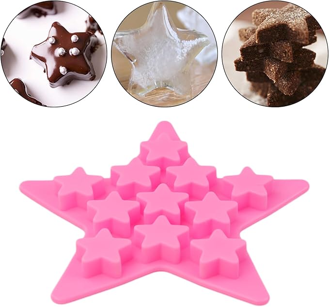 2PCS Star Shaped Silicone Ice Cube Tray, Reusable Silicone Ice Maker for Whiskey Drinks, Freeze Star Ice Mold Pentagram Ice Trays Club Bar Party Use Making Homemade Ice, Chocolate, Gummy, Jelly More