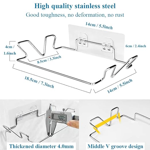 Trash Bag Holder for Cabinet Doors & Cupboards, Wall Mount Garbage Bag Holder with Adhesive Base Sticker Stainless Steel Under Sink Bag Holder Plastic Bag Holder for Kitchen Trash Can Bag Holder
