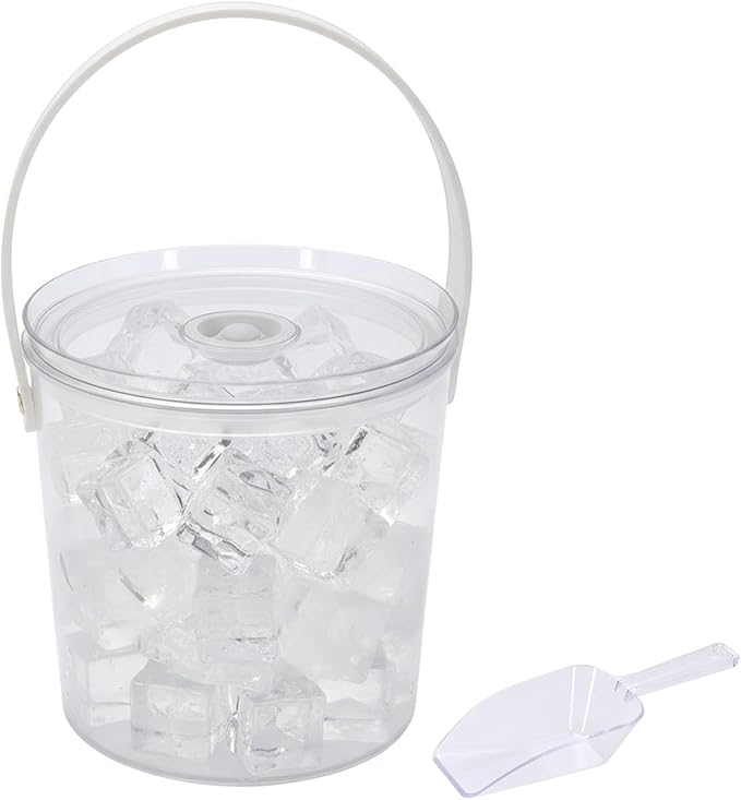 Ice Bucket with Airtight Lid, Champagne Bucket with Handle, Plastic Beverage Tub for Parties, Bar Cart Accessories for Wine, Drink, Beer Bottles, Clear