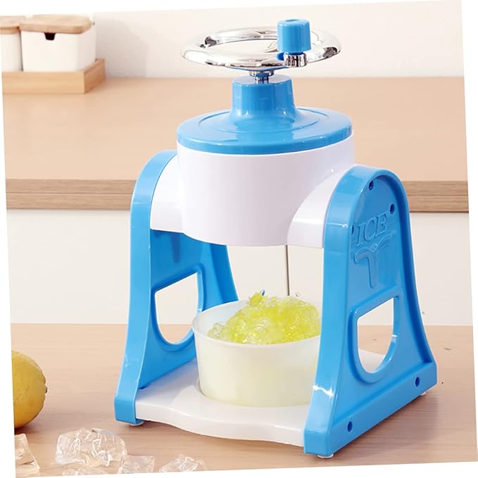Tofficu Manual Ice Shaver Crusher for Home Use Portable Mini Ice Crushing Machine Easy Operation with Detachable Design for Summer Treats Blue