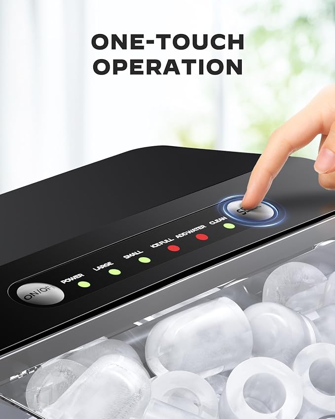 Ice Makers Countertop, Ice Maker with Self-Cleaning 1.8L Water Tank Large Ice Basket, Portable Ice Machine Produces 9 Ice Cubes in Just 6 Minutes Ideal for Home Kitchens and RVs