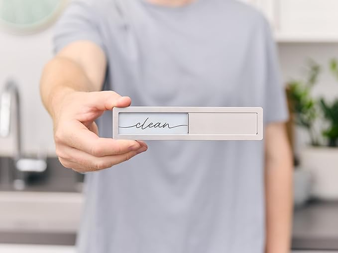 Stainless Steel Clean Dirty Magnet for Dishwasher, Black & White Script Dishwasher Magnet Clean Dirty Sign, Premium Clean/Dirty Dish Washer Magnets with Protective Backing, Rustic Kitchen Dish Sign