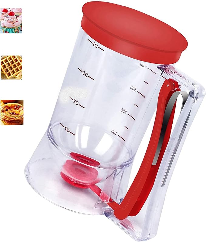 Batter Dispenser with Squeeze Handle For Cupcake, Waffle, Pastry, Pancake, Cookie, Cake, Batter Cream Separator Cup Measuring Baking Tool