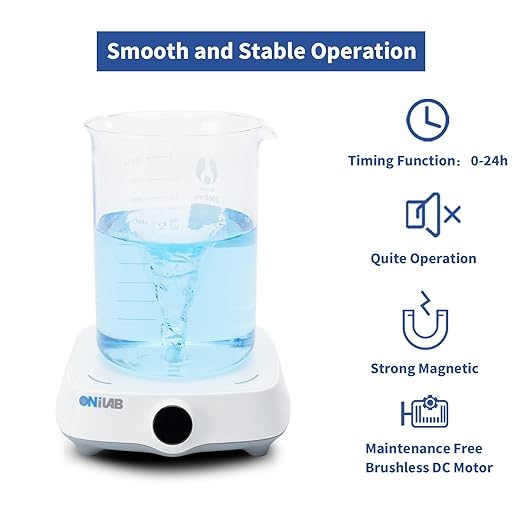 ONiLAB 7" Magnetic Stirrer with 8PCS stir bar Set and stir bar Retriever, Magnetic Mixer Max Stirring Capacity 3000mL (No Heating)