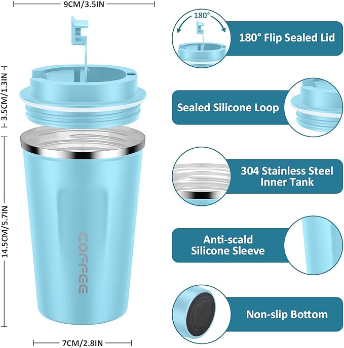 CS COSDDI 12 oz Stainless Steel Vacuum Insulated Tumbler - Coffee Travel Mug Spill Proof with Lid - Coffee Cups for Keep Hot/Ice Coffee,Tea and Beer