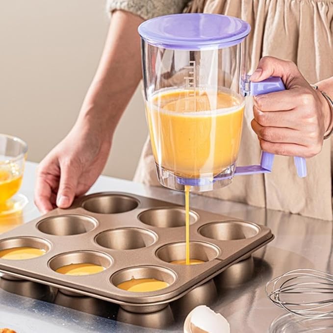 Pancake Batter Dispenser,30Oz Pancake & Waffle Mix Pourer with Squeezes Handle,Pancakes Dispenser Bottle for Pancakes, Cupcake, Waffle, Muffin Mix, Cake & Crepe Batter