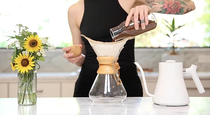 CoffeeSock ’The Original’ Reusable 100% Organic Cotton Coffee Filters - 2 pk - Fits Chemex® 6-13 Cup Coffee Makers | Coffee Sock Cloth Coffee Filter | Zero-Waste & Eco-Friendly (X6)