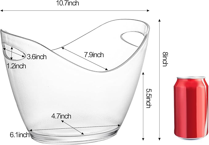 Yesland Ice Bucket Frosted Plastic 3.5 Liter Storage Tub - Perfect for Wine, Champagne or Beer Bottles