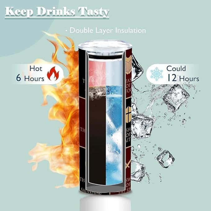 Put The Full Armor Of God,Pastor Appreciation Gifts,20 Oz Insulated Stainless Steel Skinny Iced Coffee Tumbler with Lid,Funny Travel Coffee Mug Cup Water Bottler,Birthday Gift for Men Women Dad,1 Pcs